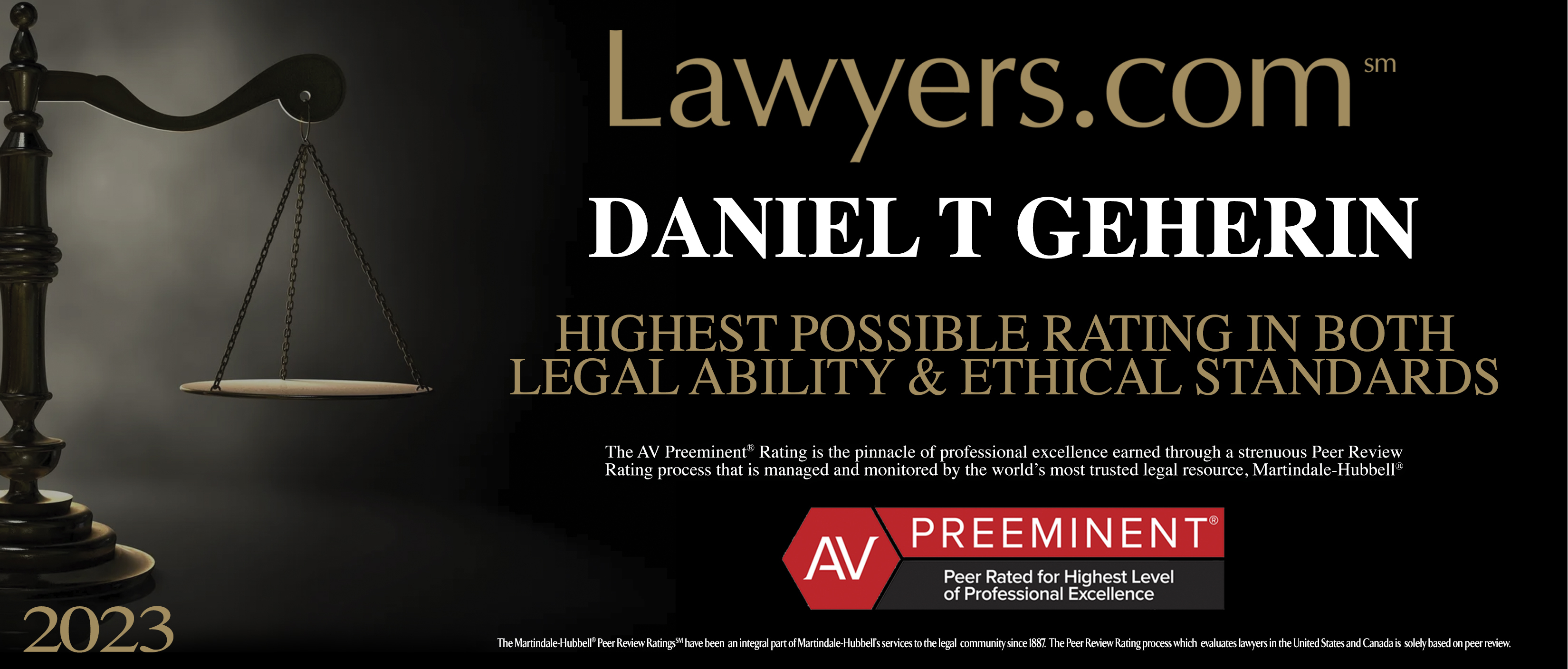 Daniel T. Geherin - Highest Possible Rating in Both Legal Ability & Ethical Standards